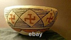 Antique Isleta Pueblo Pottery Bowl Whirling Logs Native American Indian