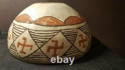 Antique Isleta Pueblo Pottery Bowl Whirling Logs Native American Indian