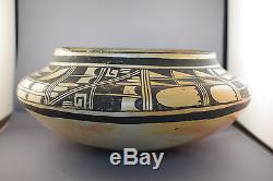 Antique Large 12.5 Wide Native American Hopi Pottery Bowl Excellent