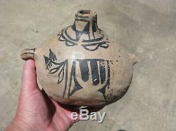 Antique Native American Cochiti Pueblo pottery canteen hand made clay early 20th