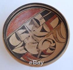 Antique Native American Indian Hopi Pottery Bowl Polychrome 11 wide