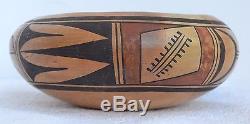 Antique Native American Indian Hopi Pottery Bowl Polychrome 7 1/2 wide
