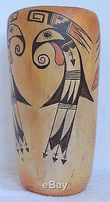 Antique Native American Indian Hopi Pottery Vase Polychrome 11 1/8 X 5 5/8