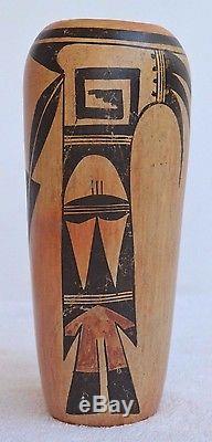 Antique Native American Indian Hopi Pottery Vase Polychrome 8 1/2 X 3 1/2