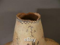 Antique Native American Indian Painted Pottery Two Handled Water Carrier Jug Pot