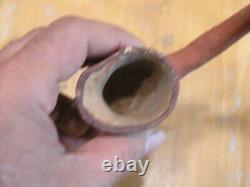 Antique Native American Isleta Pueblo Polychrome Pottery Face Smoking Pipe