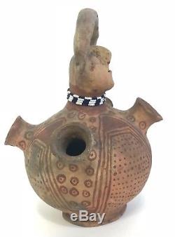 Antique Native American Mojave Effigy Pottery Four Spout Vessel Jar 9.5