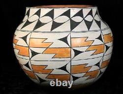 Antique Native American Pottery Acoma Pueblo Polychrome Olla Hand Colied