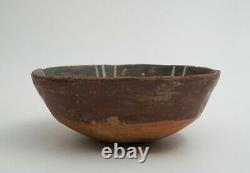Antique Native American Pottery Bowl Hand Painted Primitive Design 4 5/8 D