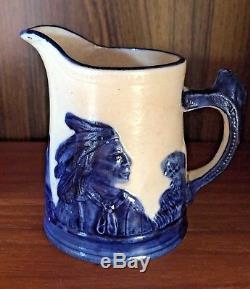 Antique Original Indian Sleepy Eye Pottery Native American Pitcher Cobalt Blue