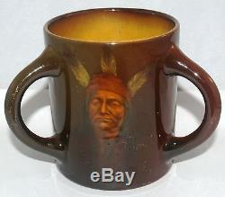 Antique Rookwood Loving Cup Mug Indian Native American Portrait O. Geneva Reed