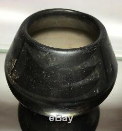 Antique San Ildefonso Black-On-Black Pottery Jar Native American Maria Martinez