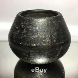 Antique San Ildefonso Black-On-Black Pottery Jar Native American Maria Martinez