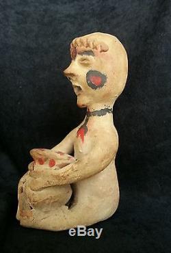 Antique Tesuque Pueblo Indian Rain God Pottery Figurine A