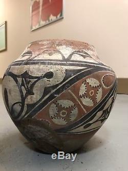 Antique Vintage ZIA PUEBLO TRIOS Olla Pottery 1800s Native American Indian