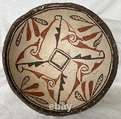 Antique Zuni Native American Southwest Pottery Bowl Polychrome Primitive