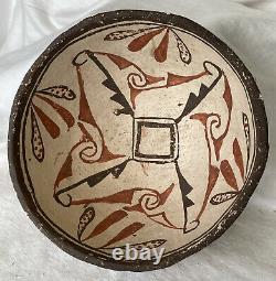 Antique Zuni Native American Southwest Pottery Bowl Polychrome Primitive