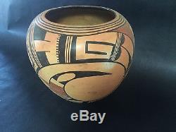 Antique large Hopi Indian Pottery Bowl Vase c1930, s 7 1/2 tall by 8 1/4