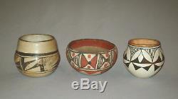 Antique vtg 1900s Grp 13 Native American Indian Pottery Acoma Hopi Zia Bowl Pot
