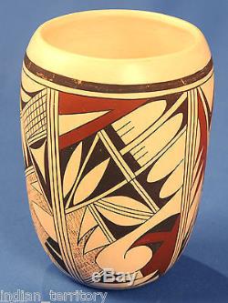 Authentic Hopi Indian Cylindrical Frog Woman Pottery by Joy Navasie 8 ht