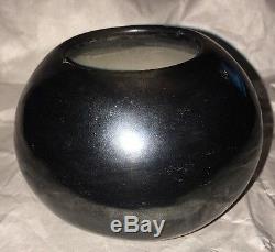 Authentic Maria Martinez Plain Blackware Bowl Signed Maria Poveka c. 1956-1965