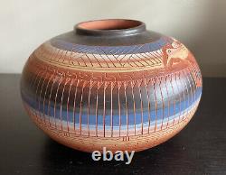 BIG Navajo Native American Pottery Vase Hummingbird Art MARILENA BENALLY Signed