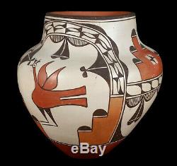 Big Vintage Zia Pueblo Native American Indian Pottery Olla Jar Vase 10 3/8 Tall
