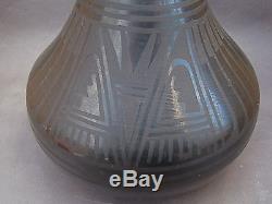 Black On Black San Ildefonso Pueblo Pottery Jar Or Vase 1955 Blue Corn Feather