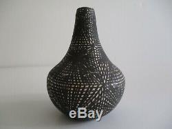 Black Pottery Antonio Acoma Native American Vintage Painting Gem Ornate Vase