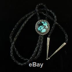 Bolo tie sterling silver. 925 Native American old pawn Vintage Turquoise