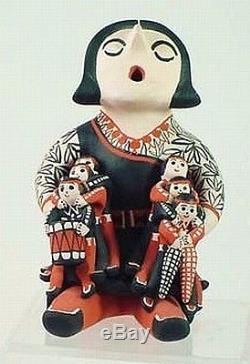 Cochiti Indian Hand Built STORYTELLER Pottery Native Woman 6 Kids Mary O Chalan