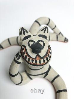 Cochiti Pueblo Native American Cheshire cat by Martha Arquero Figurine striped