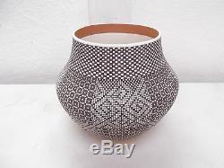 Coiled Acoma Pottery Native Indian Pueblo Basket Pot by Frederica V. Antonio
