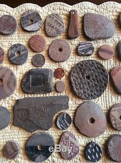Collection of a Hohokam small pallet, knife & pottery disks