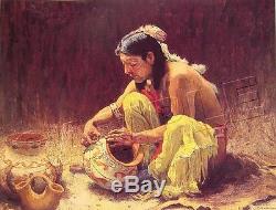 DECORATING POTTERY NON NATIVE AMERICAN INDIAN IMAGE CANVAS ART PRINT GICLEE