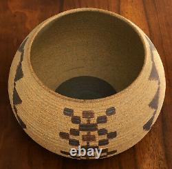 David Salk 1994 Studio Art Pottery Native American Inspired Clay Basket Pot Bowl