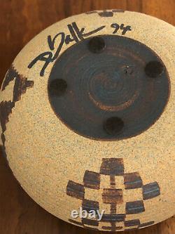 David Salk 1994 Studio Art Pottery Native American Inspired Clay Basket Pot Bowl