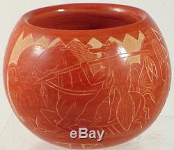 Detailed Sioux Indian Horseback Hunting Buffalo The Hunt Pottery by Red Starr