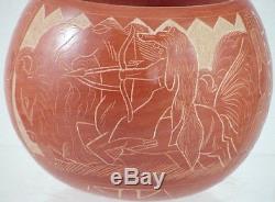 Detailed Sioux Indian Horseback Hunting Buffalo The Hunt Pottery by Red Starr