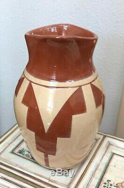 EARLY PINE RIDGE SIOUX INDIAN POTTERY PITCHER signed E IRVING IMPORTANT POTTER