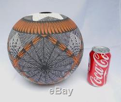 Estate Find! Signed & Numbered Jay Vallo Acoma Pottery, Large Stunning Seed