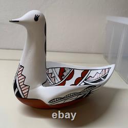 E. Suazo Handmade Jemez Native American Bird Effigy Pottery Bowl Vintage