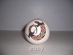 Emma Lewis Acoma Native American Indian Polychrome Lizard Pottery Seed Pot