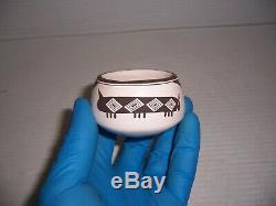 Emma Lewis Acoma Native American Pueblo Indian Caterpillar Pottery Jar Bowl Pot