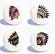 FOUR NATIVE AMERICAN HOME DECOR CERAMIC KITCHEN KNOBS DRAWER CABINET PULLS