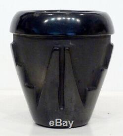 FRANCES CHAVARRIA Carved SANTA CLARA Black on Black NATIVE AMERICAN Pottery Bowl