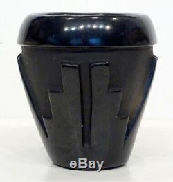 FRANCES CHAVARRIA Carved SANTA CLARA Black on Black NATIVE AMERICAN Pottery Bowl