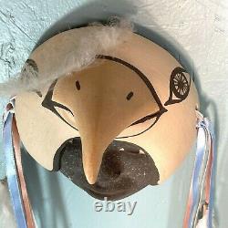 Fannie Loretto Eagle Warrior Mask Clay Pottery Polychrome Native American Jemez
