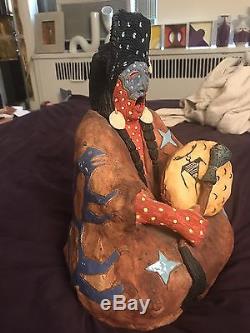 GLEN LAFONTAINE Native American Clay Pottery Sculpture Figure WINTER SINGER