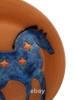 Glen LaFontaine Art Pottery Plate Horse Signed, Native American Chippewa/Cree
